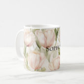 Mug Joli Blush Crème rose Tulips Floral (Devant gauche)