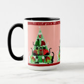 Mug Joli Blush et Green Chat Arbre de Noël Personnalis (Gauche)