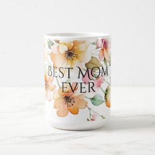 Mug Joli Boho Orange rose Aquarelle Fleurs sauvages