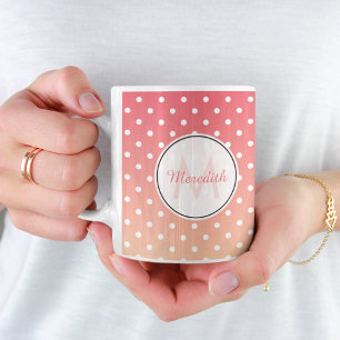 Mug Joli bol personnalisé ombré rose à pois