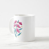Mug Joli bouquet floral - magenta et turquoise (Devant gauche)