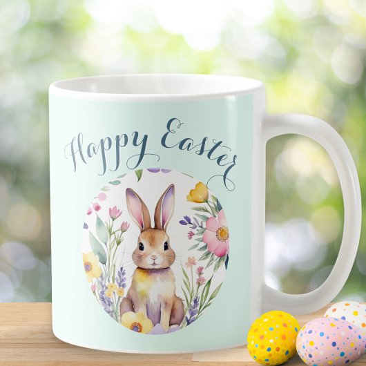 Mug Joli Bunny de Pâques Floral personnalisé