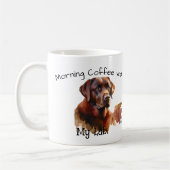 Mug Joli café brun foncé du matin avec mon labrador (Gauche)
