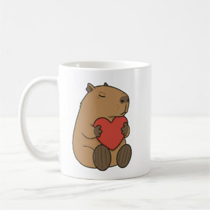 Mug Joli Capybara Enlacant un Cœur de la Saint-Valenti