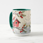 Mug Joli Cardinal de Noël et Branches de Pin (Devant gauche)