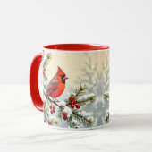 Mug Joli Cardinal de Noël et Branches de Pin (Devant gauche)
