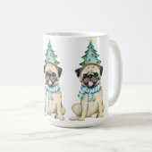 Mug Joli Carlin d'aquarelle Carlin de Noël (Devant droit)