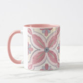 Mug Joli carrelage fleuri motif rose et bleu (Gauche)