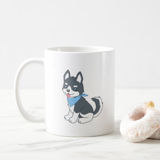 Mug Joli Cartoon Husky Chien chiot (Avec donut)