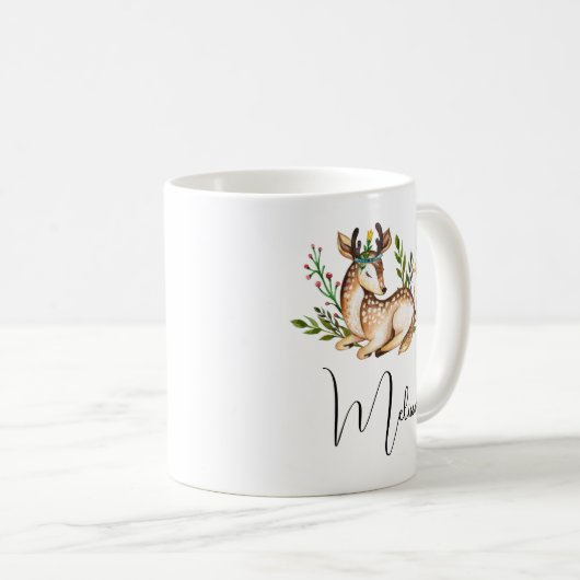 Mug Joli Cerf Aquarellé Posé En Bas Boho (Devant droit)