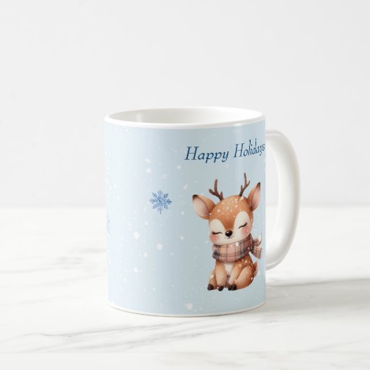 Mug Joli cerf caricaturé en neige (Devant droit)