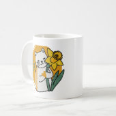 Mug Joli chat avec fleur de jonquille jaune (Devant gauche)