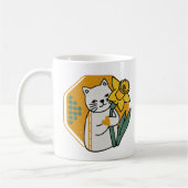 Mug Joli chat avec fleur de jonquille jaune (Gauche)