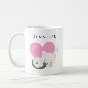 Mug Joli Chat Blanc Chatte Endormie