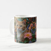 Mug Joli chat blanc orange dans un jardin fleuri (Devant gauche)