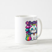 Mug Joli Chat Cosmique Blanc (Devant droit)