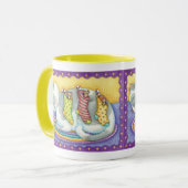 Mug Joli chat de Noël dormant avec des souris dans des (Devant gauche)