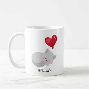 Mug Joli Chat Endormi Nom Personnalisé Idéal Pour Cade