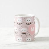 Mug Joli Chat Face Rose Dotty Motif Monogramme (Devant droit)