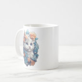 Mug Joli Chat Féminin Floral Blanc (Devant gauche)