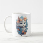 Mug Joli Chat Féminin Floral Blanc (Gauche)