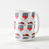 Mug Joli Chat Gris Aquarelle avec Écharpe (Devant droit)