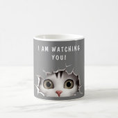 Mug Joli chat gris qui vous observe, drôle, curiosité  (Centre)