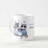 Mug Joli Chat Kitty Saint-Valentin Bleu Nom Personnali (Devant gauche)