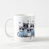 Mug Joli Chat Kitty Saint-Valentin Bleu Nom Personnali (Gauche)