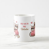 Mug Joli Chat Kitty Saint-Valentin Rose Nom Personnali (Centre)
