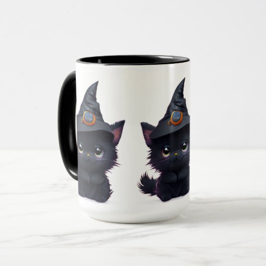 Mug Joli chat noir de Halloween fantaisiste (Devant gauche)