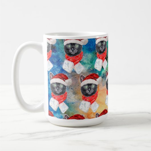 Mug Joli Chat Noir Drôle de Noël Vacances (Gauche)