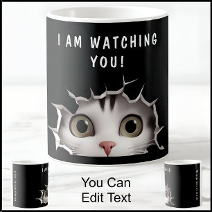 Mug Joli chat noir drôle de nouveauté qui vous regarde