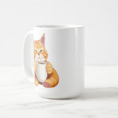 Mug Joli Chat Orange Buvant du Café Drôle de Tabby Rou (Devant gauche)