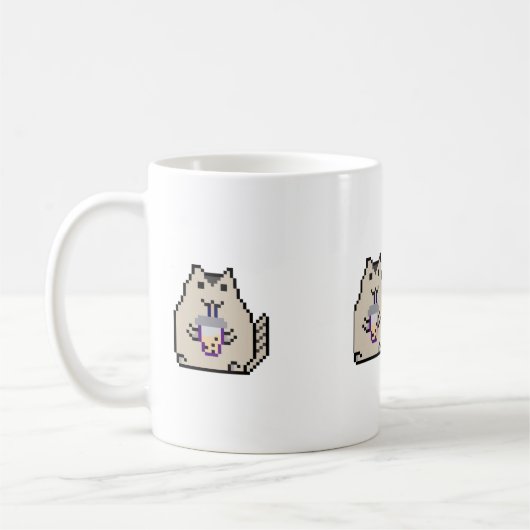 Mug « Joli chat pixelisé avec bubble tea – Style rétro (Gauche)