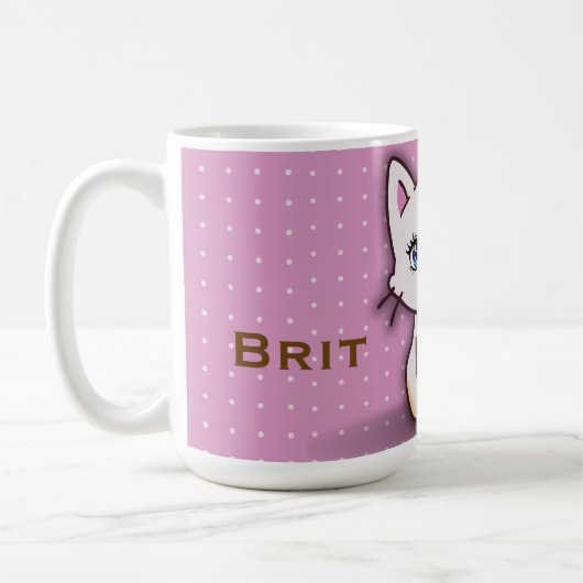 Mug Joli Chat Rose Personnalisé (Gauche)
