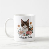 Mug Joli chat tabby avec des fleurs (Gauche)