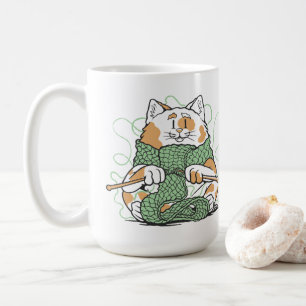 Mug Joli Chat Tricotant Artisanat Tricot Tricot Amoure