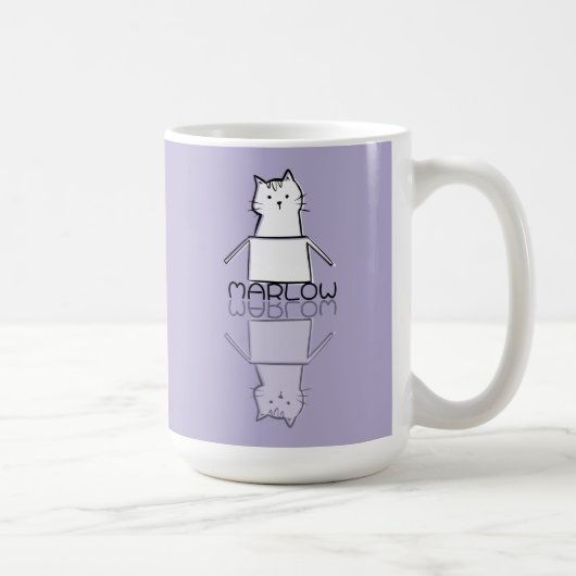 Mug Joli Chat Violet Doodle Nom Personnalisé (Droite)