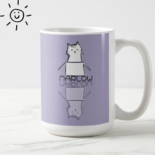 Mug Joli Chat Violet Doodle Nom Personnalisé
