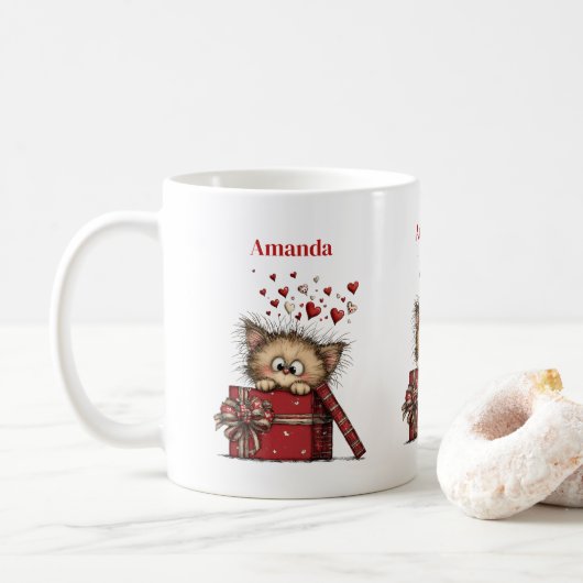 Mug Joli chaton de dessin animé dans une boîte avec de (Avec donut)