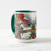 Mug Joli Cheval Brown dans Red Bow Noël (Devant gauche)