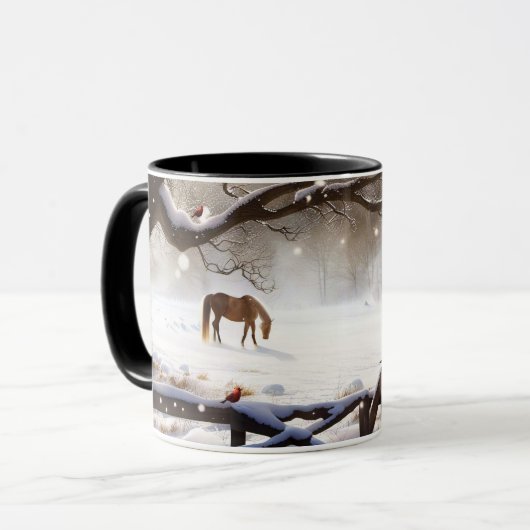 Mug Joli Cheval de Noël dans la neige (Devant gauche)