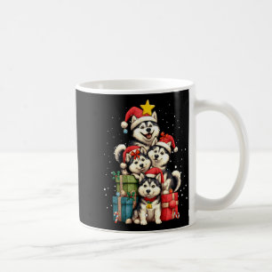 Mug Joli chien Husky sibérien Chapeau de Noël d'arbre