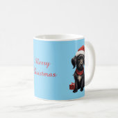 Mug Joli chien noir à Noël (Devant droit)