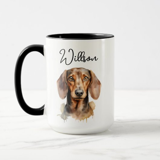 Mug Joli chien teckel aquarelle (Gauche)