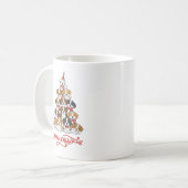 Mug Joli chiot arbre de Noël empilé (Devant gauche)
