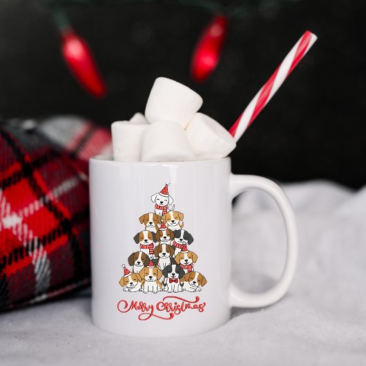 Mug Joli chiot arbre de Noël empilé