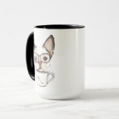 Mug Joli chiot buvant du café (Devant gauche)