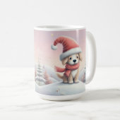 Mug Joli chiot de Noël avec un chapeau de Père Noël (Devant droit)